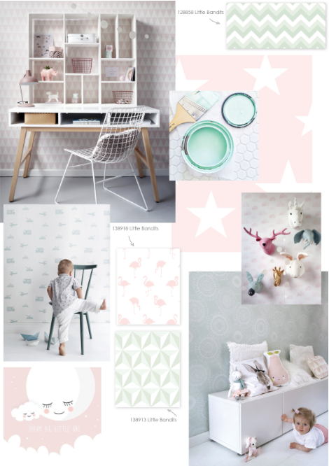 Behangcollectie little Bandits moodboard